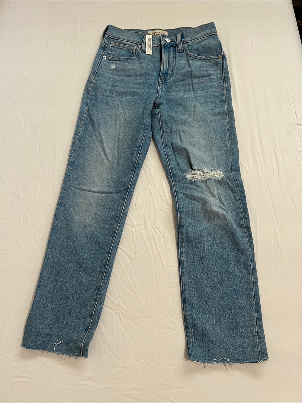 Madewell Women's The Perfect Vintage Jeans Light Blue with Knee Distress